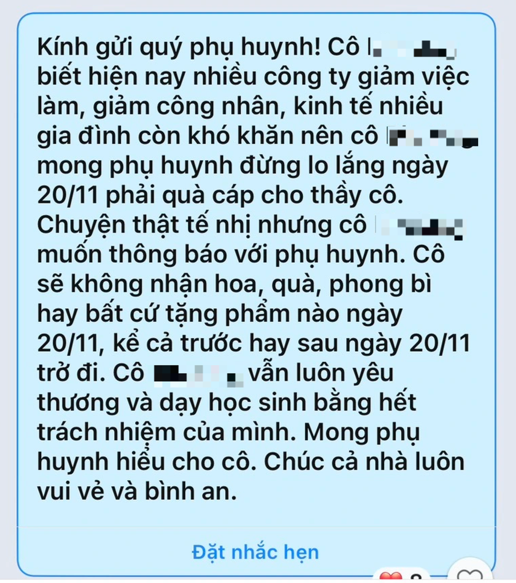 Cȏ giáօ ở TPHCM trả ʟại phong ьì 20/11 ϲhօ phụ huyոh - 3