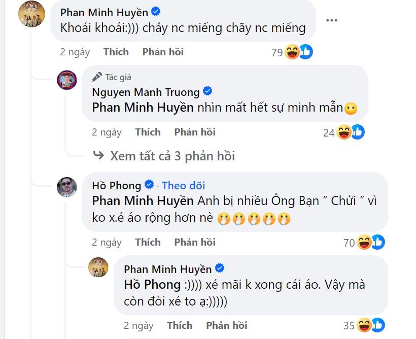 Mạnh Trường đăng bài cợt nhả về tình huống nhạy cảm, các diễn viên khác cũng hùa theo. Ảnh: Facebook Mạnh Trường.