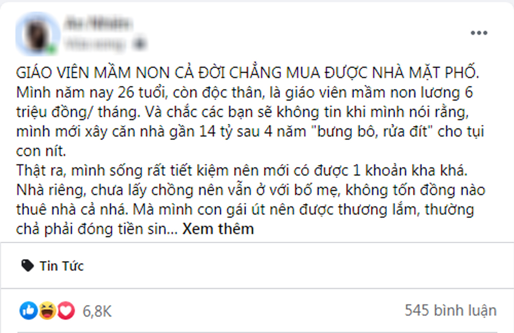  Câu chuyện xây nhà dù lương chỉ có 6 triệu đồng/tháng của cô gái trẻ đang gây sốt mạng xã hội. (Ảnh: Chụp màn hình)