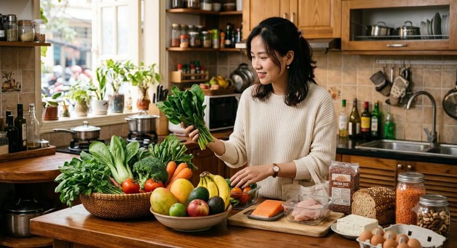 Chế độ ăn đa dạng, ưu tiên thực phẩm tươi và hạn chế đồ chế biến sẵn là lựa chọn tốt cho sức khỏe lâu dài.